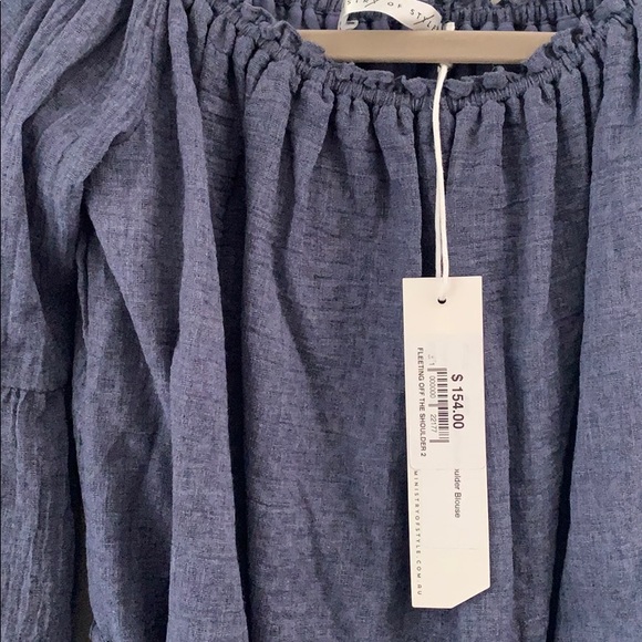 Ministry of Style off the shoulder blue top - Picture 3 of 5